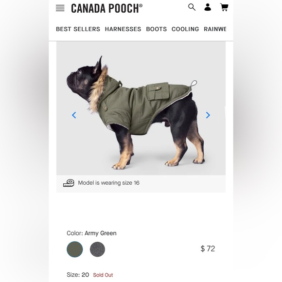 Canada Pooch Alaskan Army Parka Jacket - Size 20" Fits 33-40 LBS Dogs. - Picture 7 of 14